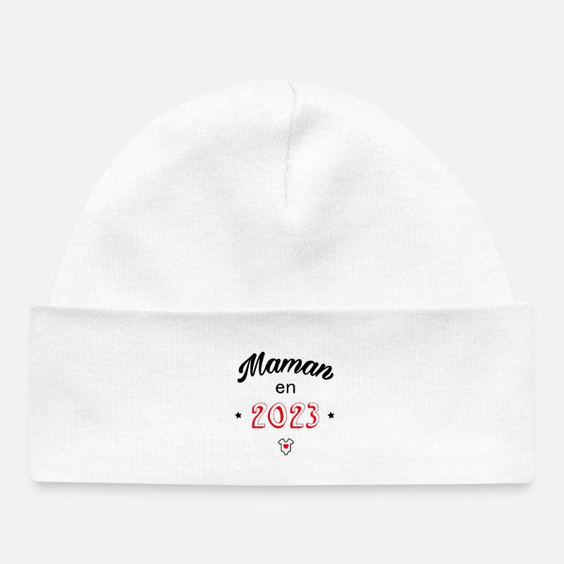 Maman en 2023 - Bonnet bébé bio - blanc