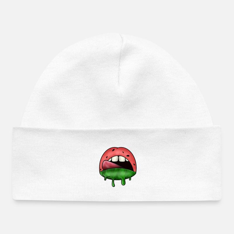 Lèvres de pastèque - Bonnet bébé bio - blanc