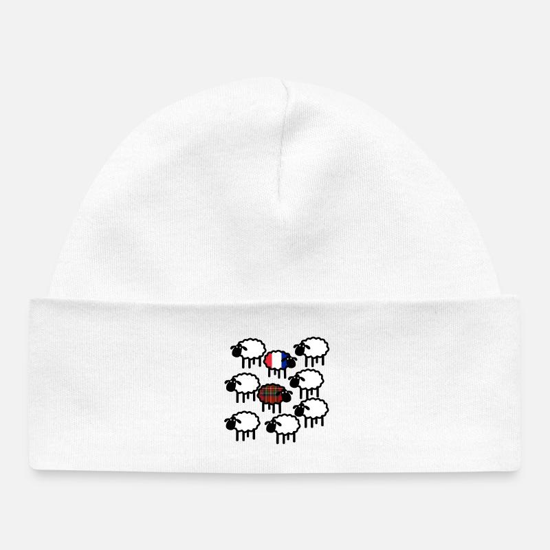 Moutons français et écossais - Bonnet bébé bio - blanc