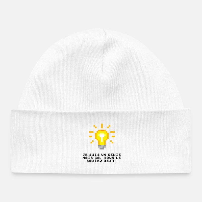 Je suis un génie - Bonnet bébé bio - blanc