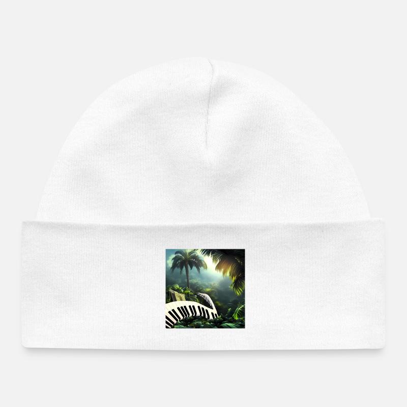 Piano dans la jungle - Bonnet bébé bio - blanc