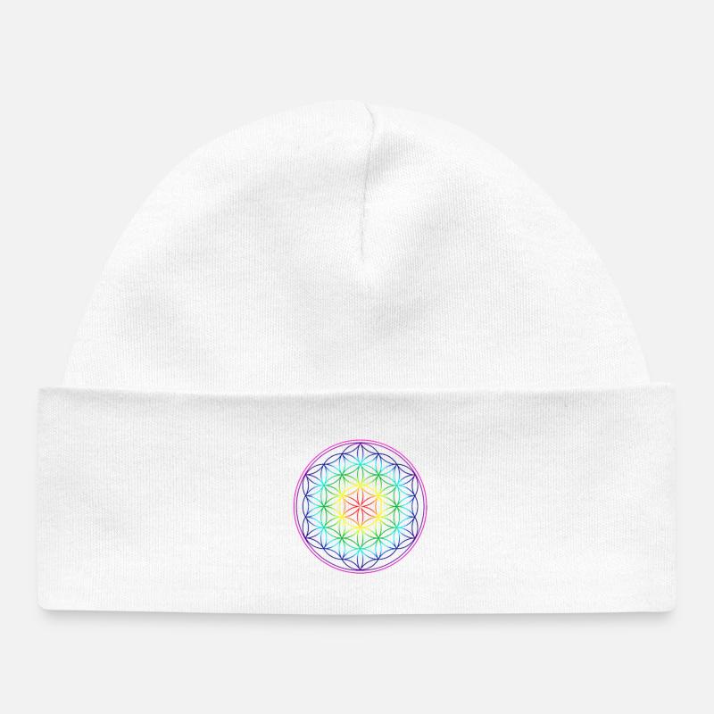 FLEUR DE VIE ARC EN CIEL - Bonnet bébé bio - blanc