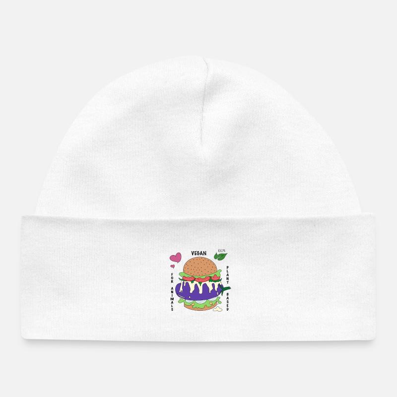 Affiche Burger Vegan - Bonnet bébé bio - blanc