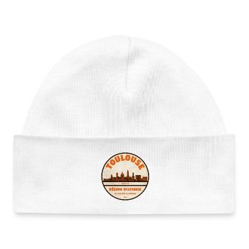 Insigne de la Skyline de Toulouse - Bonnet bébé bio - blanc - Devant