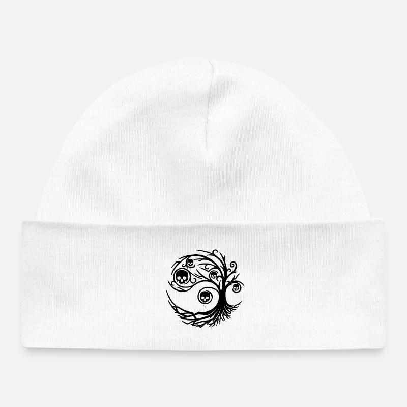 Arbre noir aux crânes - Bonnet bébé bio - blanc