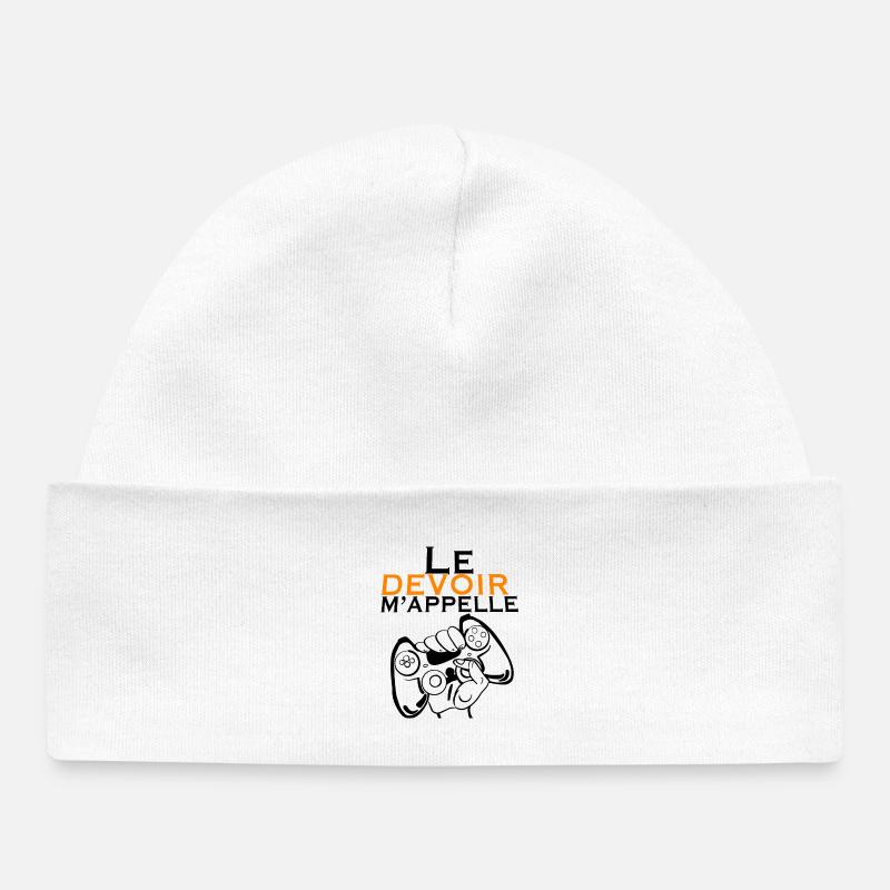 Devoir Voiture Orange en Silhouette - Bonnet bébé bio - blanc