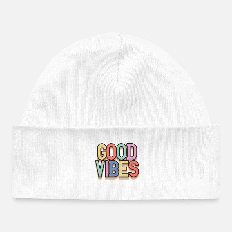Gute Vibes Pastell Retro - Bonnet bébé bio - blanc