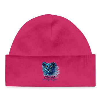 Neon Cheetah Blue Light Flames - Baby Organic Beanie - white - Front