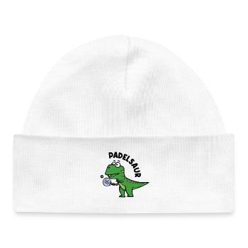 Padel Schläger Spieler Ball Dinosaurier Spruch - Baby Organic Mütze - Weiß - Vorne