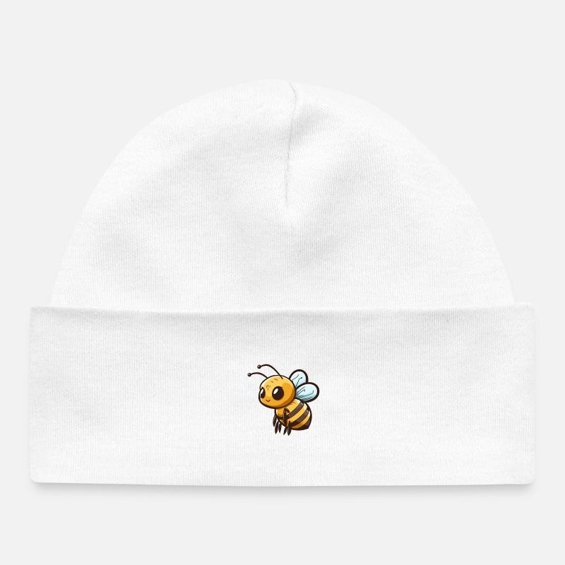 Cute Comic Bee - Baby Organic Beanie - white