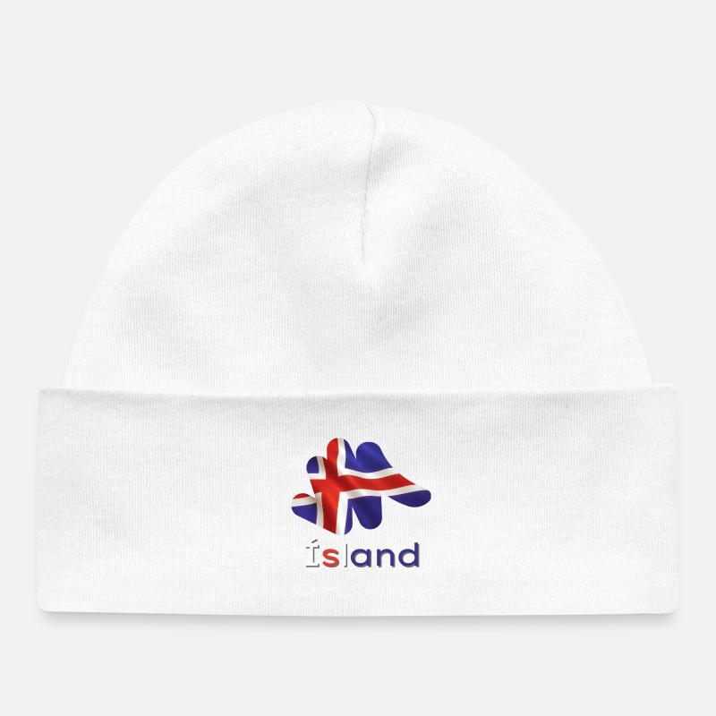 Flag Ísland - Bonnet bébé bio - blanc