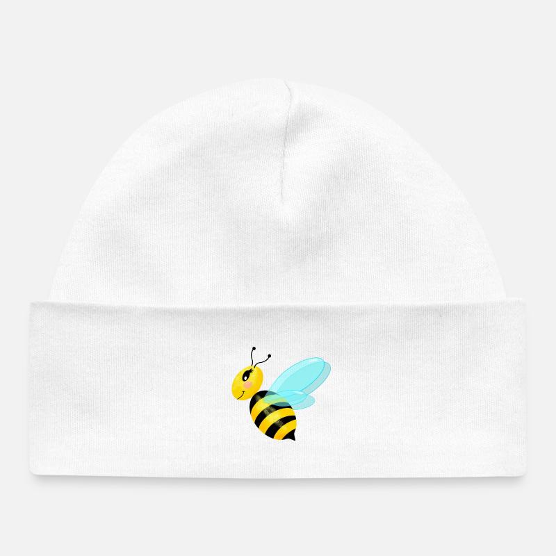 Flying graceful bee - Baby Organic Beanie - white