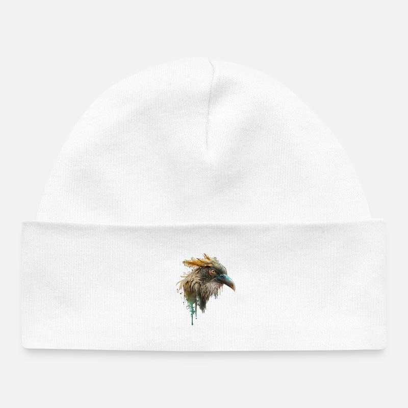 Belle tête de corbeau, design de corbeau, bel oiseau - Bonnet bébé bio - blanc