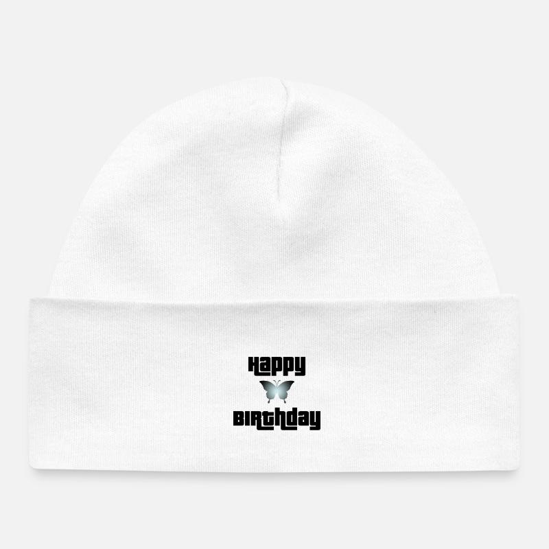 Joyeux anniversaire Butterfly Design - Bonnet bébé bio - blanc