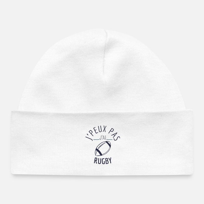 j peux pas j ai rugby - Bonnet bébé bio - blanc