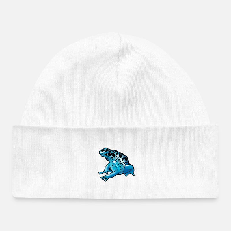 Grenouille bleue brillante à tachetés - Bonnet bébé bio - blanc