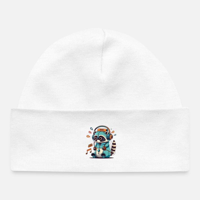 Waschbär DJ Kapuzenpullover in Aqua Neon - Baby Organic Mütze - Weiß