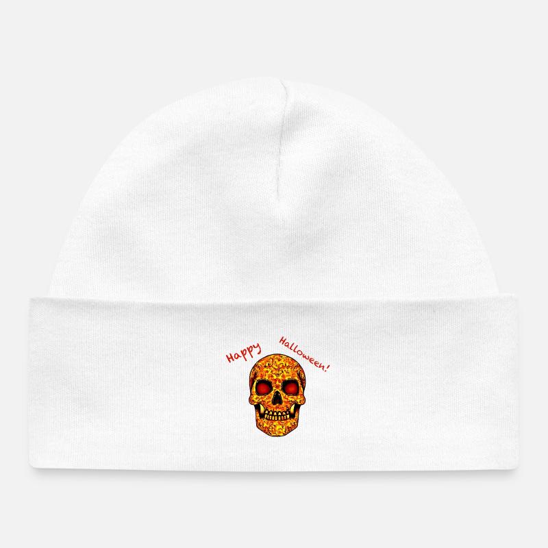 effrayante tête de mort d’halloween - Bonnet bébé bio - blanc