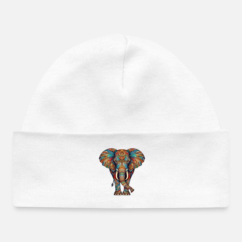 Éléphant - Bonnet bébé bio - blanc