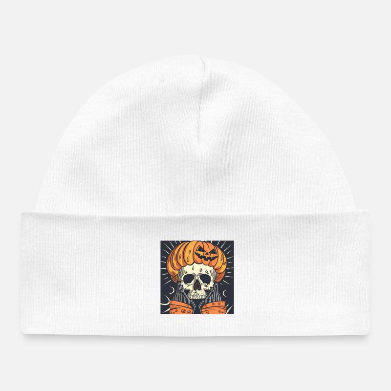Halloween squelette citrouille - Bonnet bébé bio - blanc