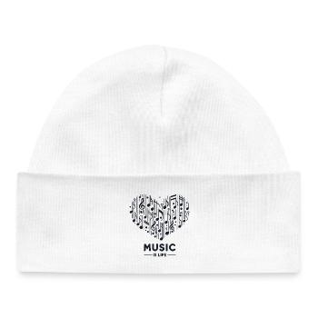 La musique, c’est la vie - Bonnet bébé bio - blanc - Devant