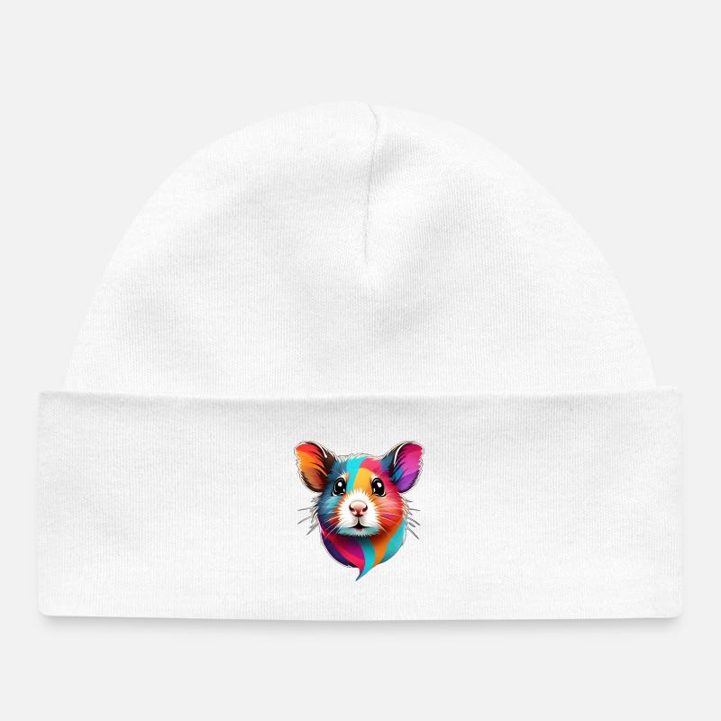 visage de hamster coloré - Bonnet bébé bio - blanc