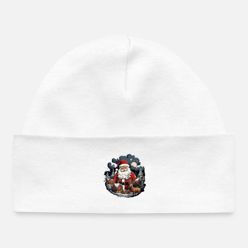 Père Noël renne - Bonnet bébé bio - blanc