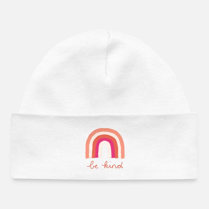 Soyez gentil arc-en-ciel - Bonnet bébé bio - blanc