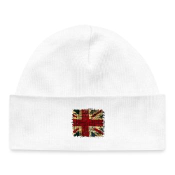 Vintage Britischer Union Jack Digital Kunst - Baby Organic Mütze - Weiß - Vorne