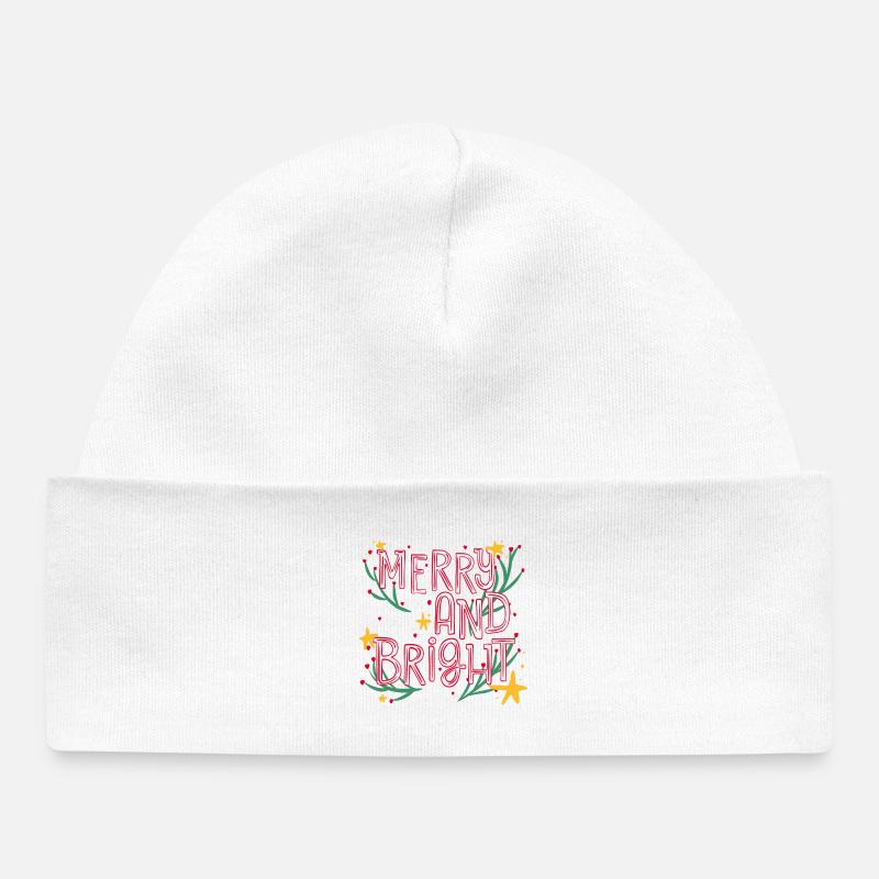 Merry and Bright Festive Script - Bonnet bébé bio - blanc