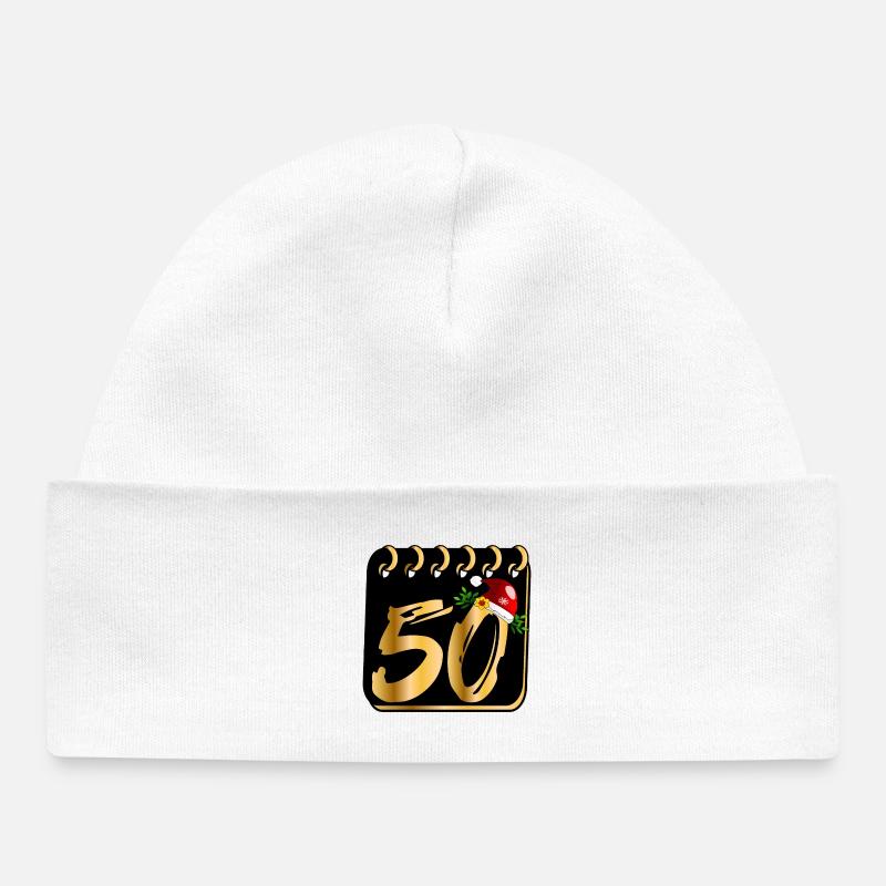 50 ans - 50 décembre Noël - Bonnet bébé bio - blanc