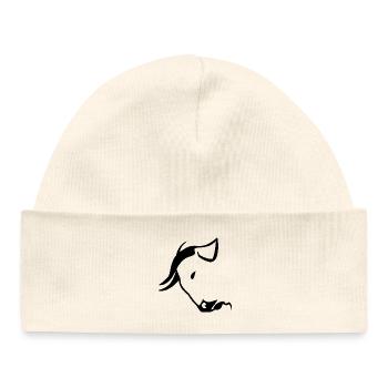 Tête de taureau noire - Bonnet bébé bio - blanc - Devant