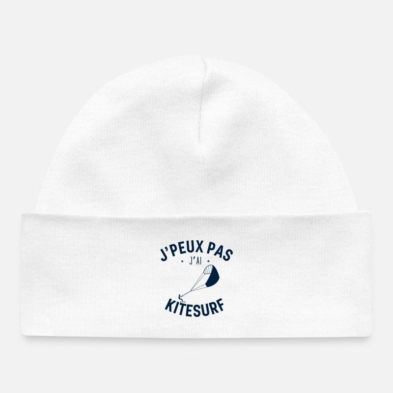 J Peux Pas J Ai KiteSurf - Bonnet bébé bio - blanc