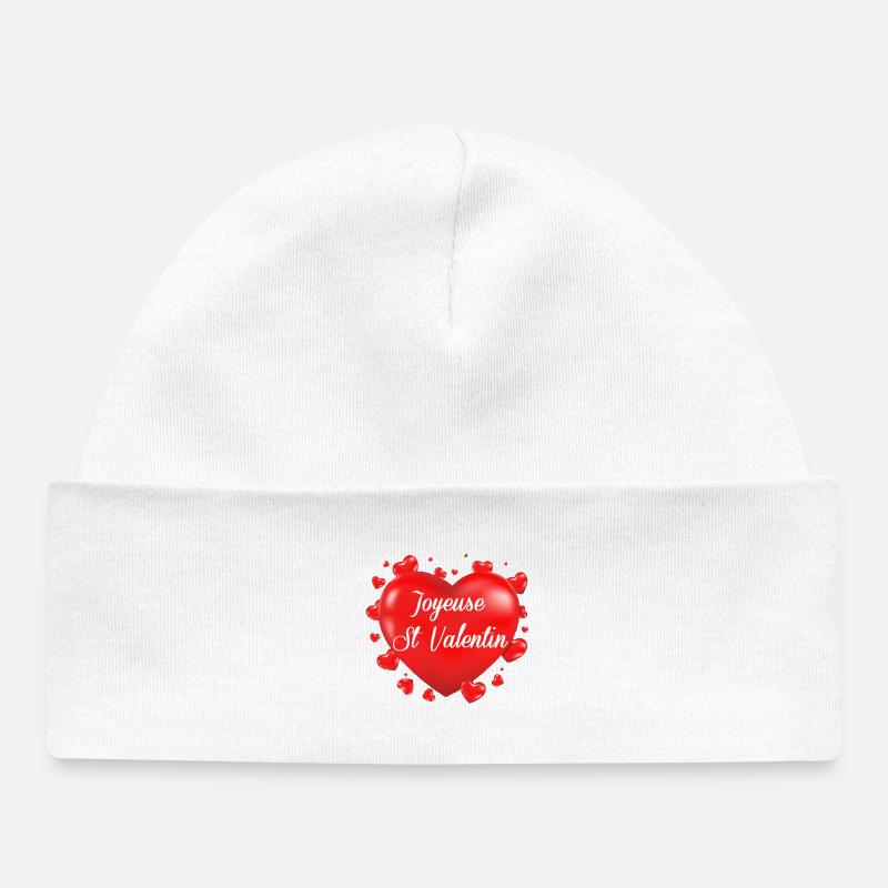 Coeur st valentin - Bonnet bébé bio - blanc