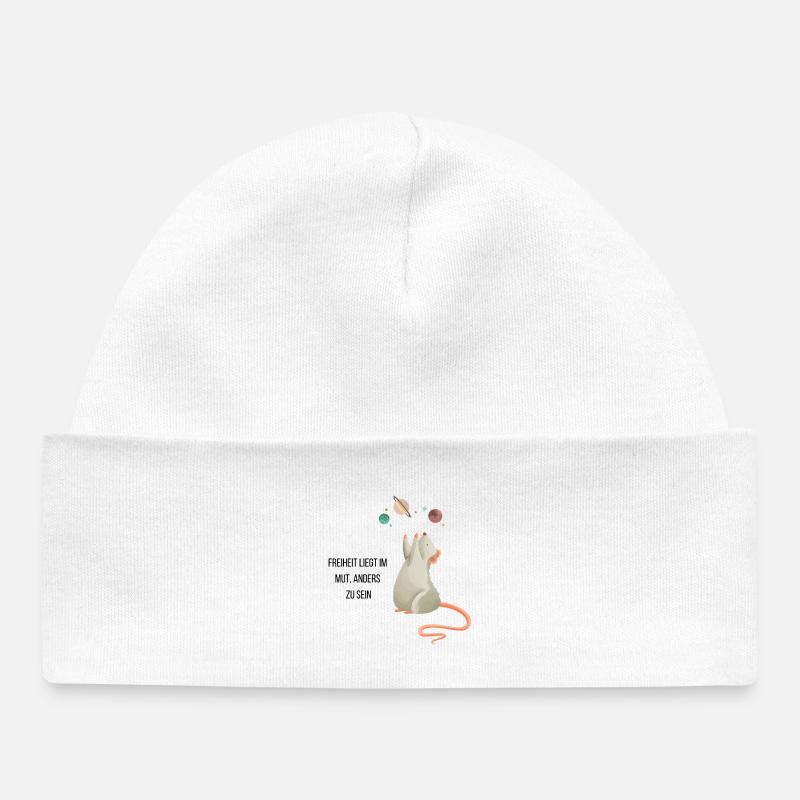 Space Mouse - Baby Organic Beanie - white