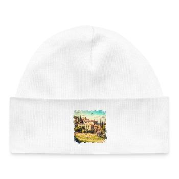 Paysage méditerranéen ensoleillé avec de vieilles maisons - Bonnet bébé bio - blanc - Devant