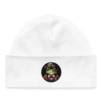 Frosch im Steampunk Outfit - Baby Organic Mütze - Weiß - Vorne