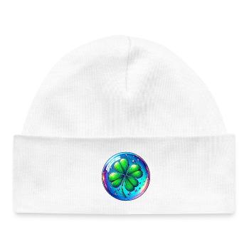 Four-leaf clover - Baby Organic Beanie - white - Front