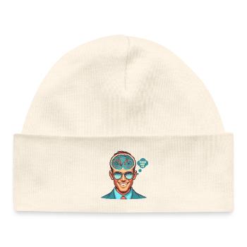 Mindful Bicycle Thinker Illustration - Baby Organic Beanie - white - Front