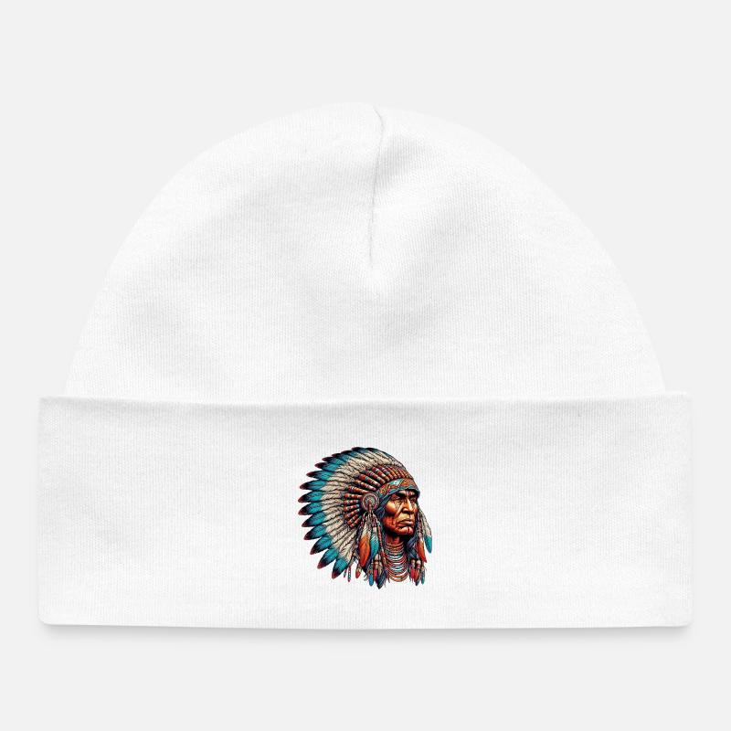 Amérindien Peau rouge d’Amérique - Bonnet bébé bio - blanc