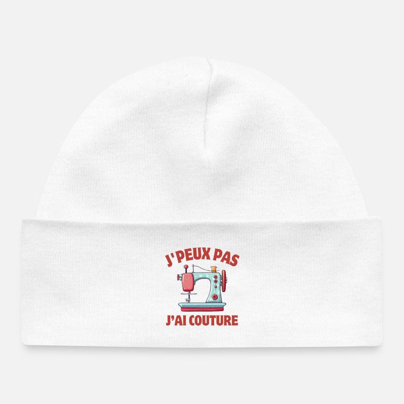couture, broderie, machine à coudre - Bonnet bébé bio - blanc