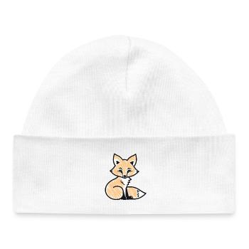 Renard roux (noir) - Bonnet bébé bio - blanc - Devant