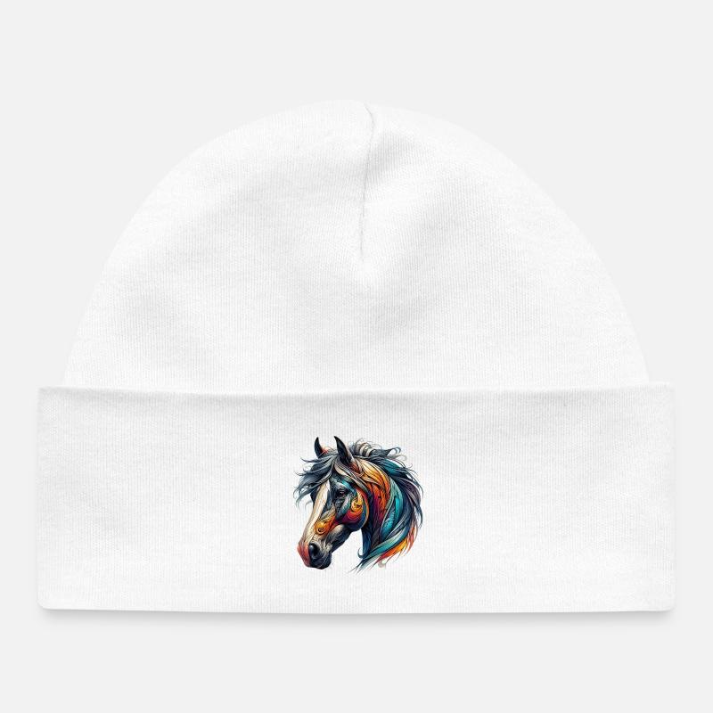 Cheval - Bonnet bébé bio - blanc
