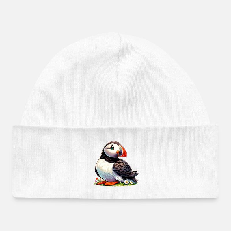 Macareux - Bonnet bébé bio - blanc