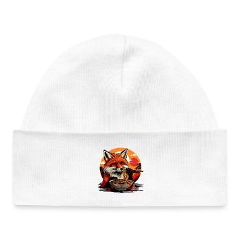 Nouilles Fox Ramen Japon Renards rétro vintage - Bonnet bébé bio - blanc - Devant