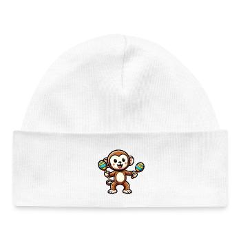 Maraca Monkey: Der musikalische Primat - Baby Organic Mütze - Weiß - Vorne