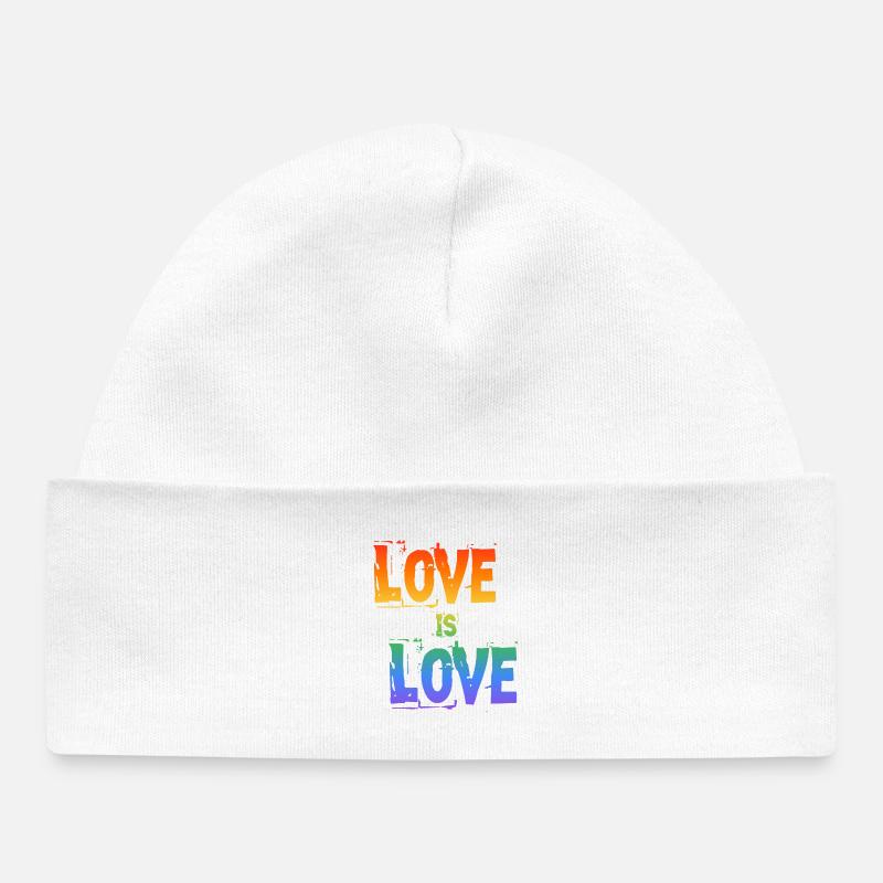 L’amour, c’est l’arc-en-ciel - Bonnet bébé bio - blanc