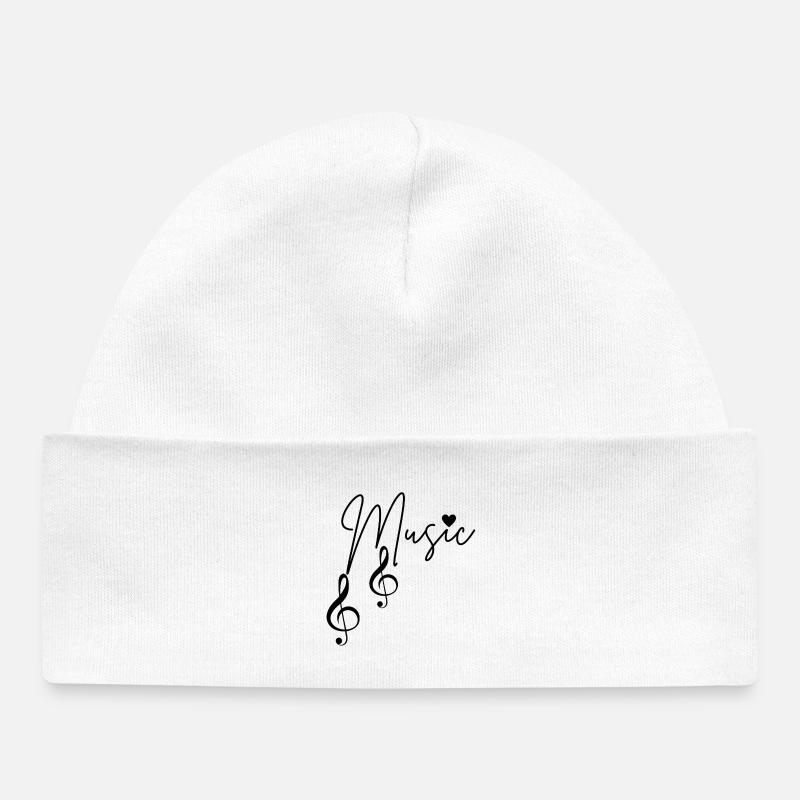 Musical Notes - Baby Organic Beanie - white