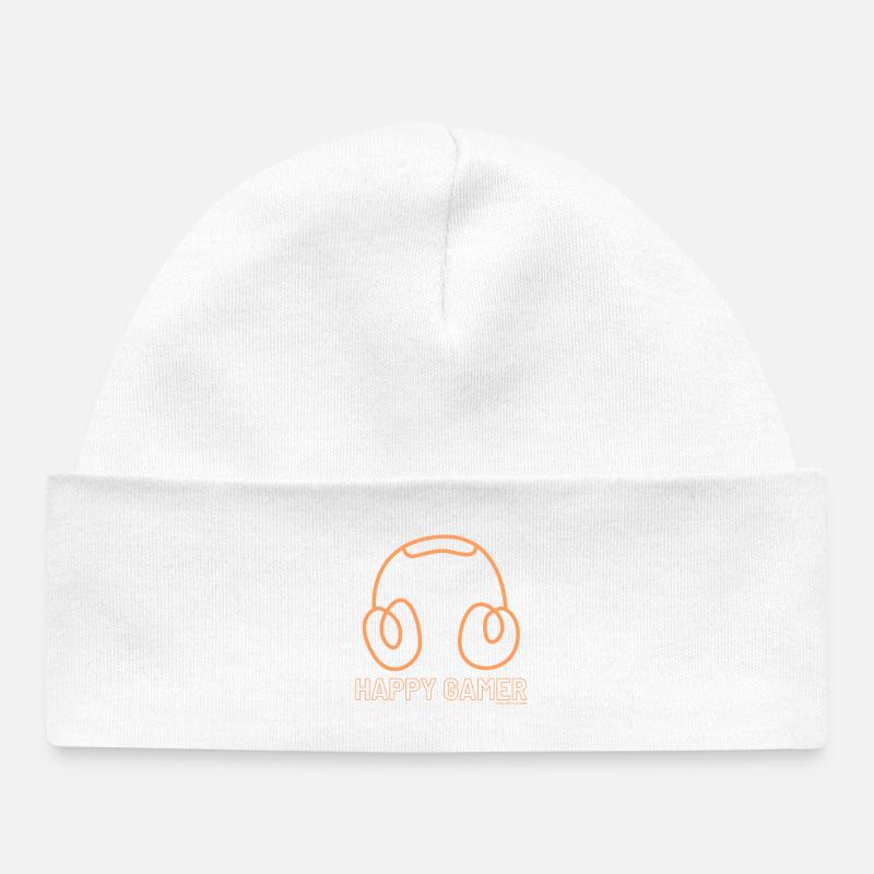 Happy Gamer – Un joli casque de jeu graphique - Bonnet bébé bio - blanc
