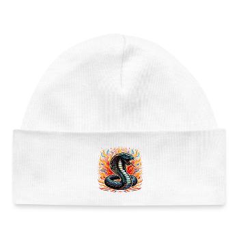 colorful cobra snake motif with flames - Baby Organic Beanie - white - Front